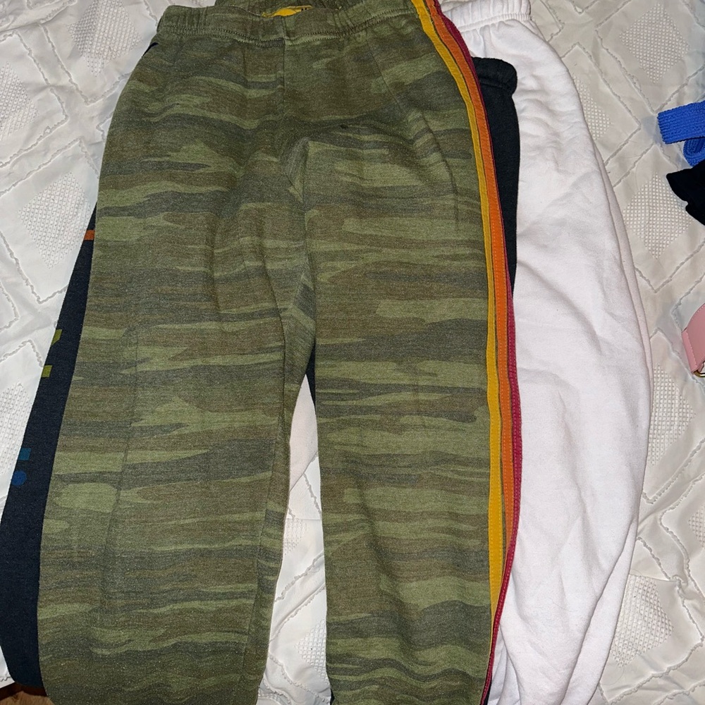 Aviator nation camo rainbow stripe sweats